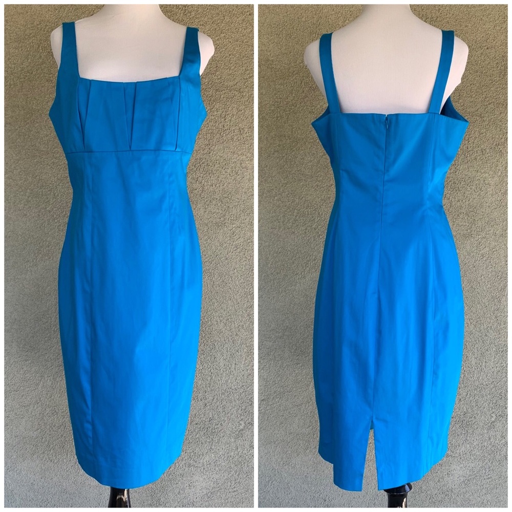 Lovely Blue Cotton Stretch Sleeveless Midi Dress